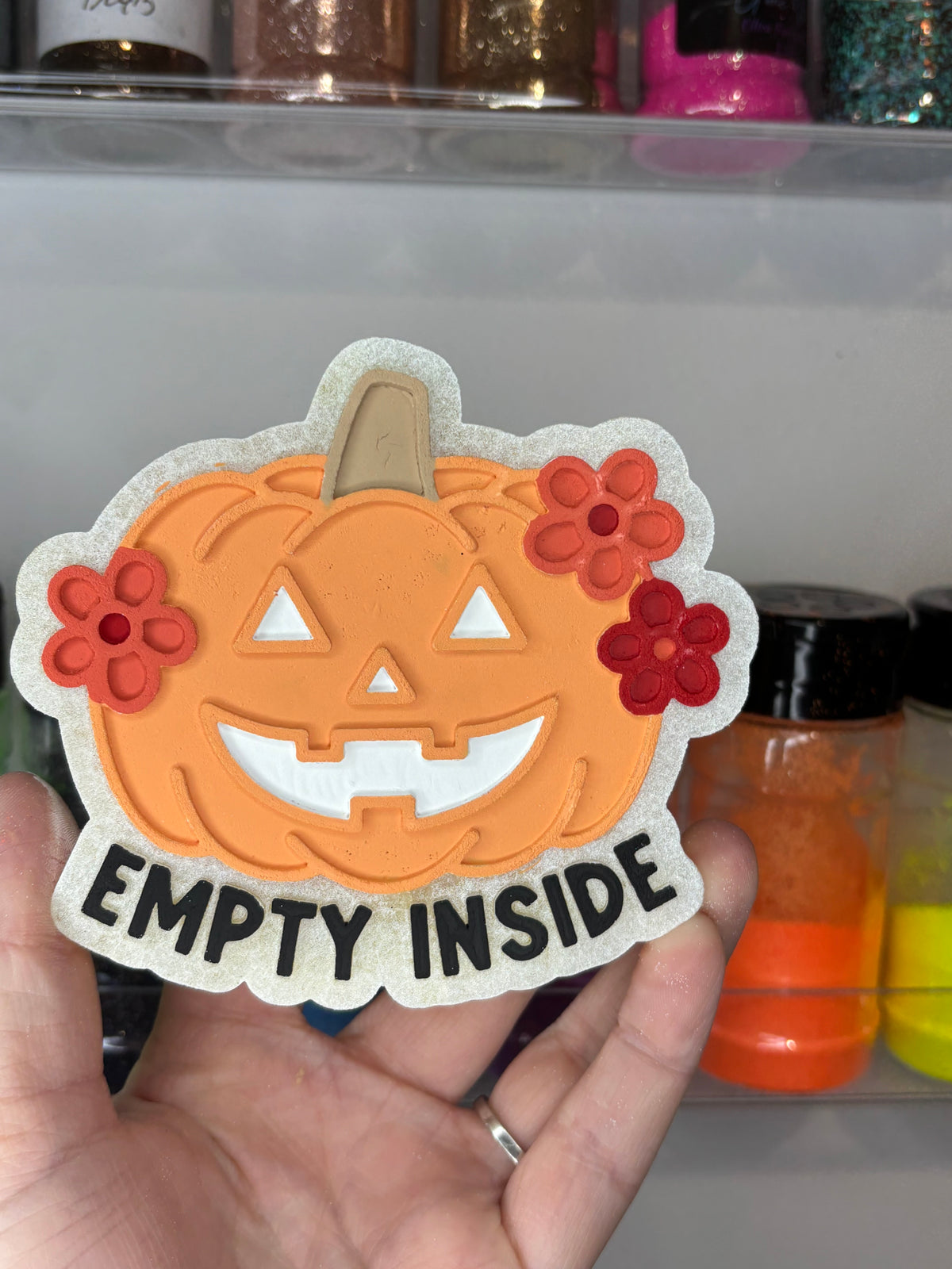 Floral pumpkin empty inside