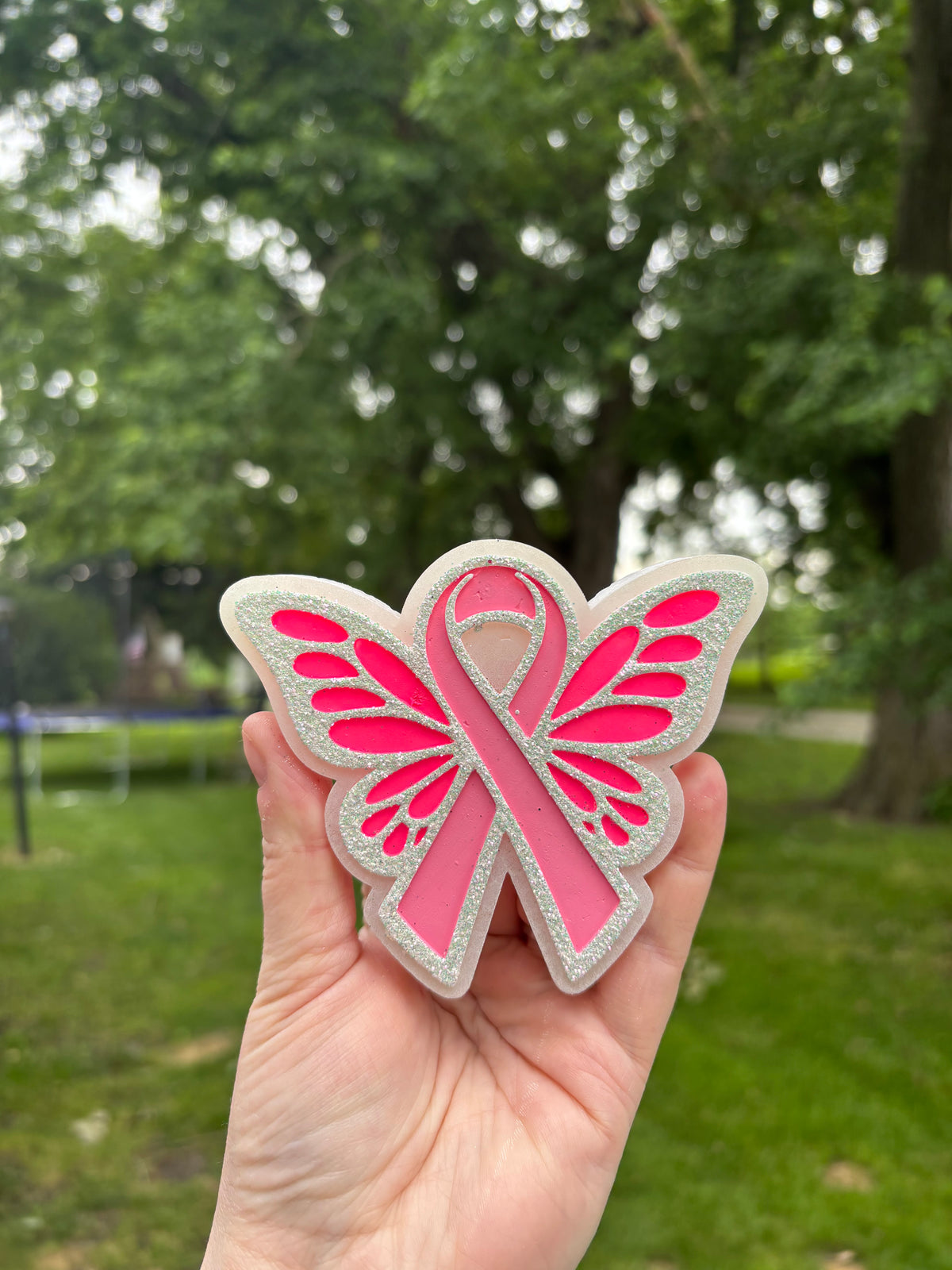 Breast cancer ribbon butterfly