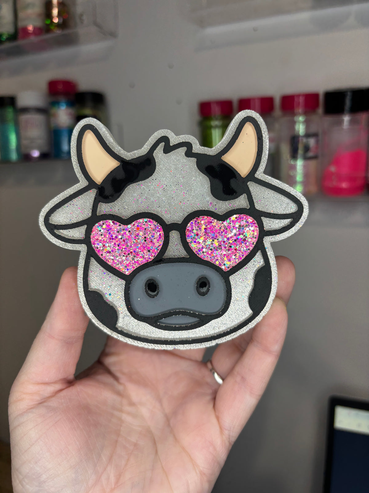 Cow with heart eyes
