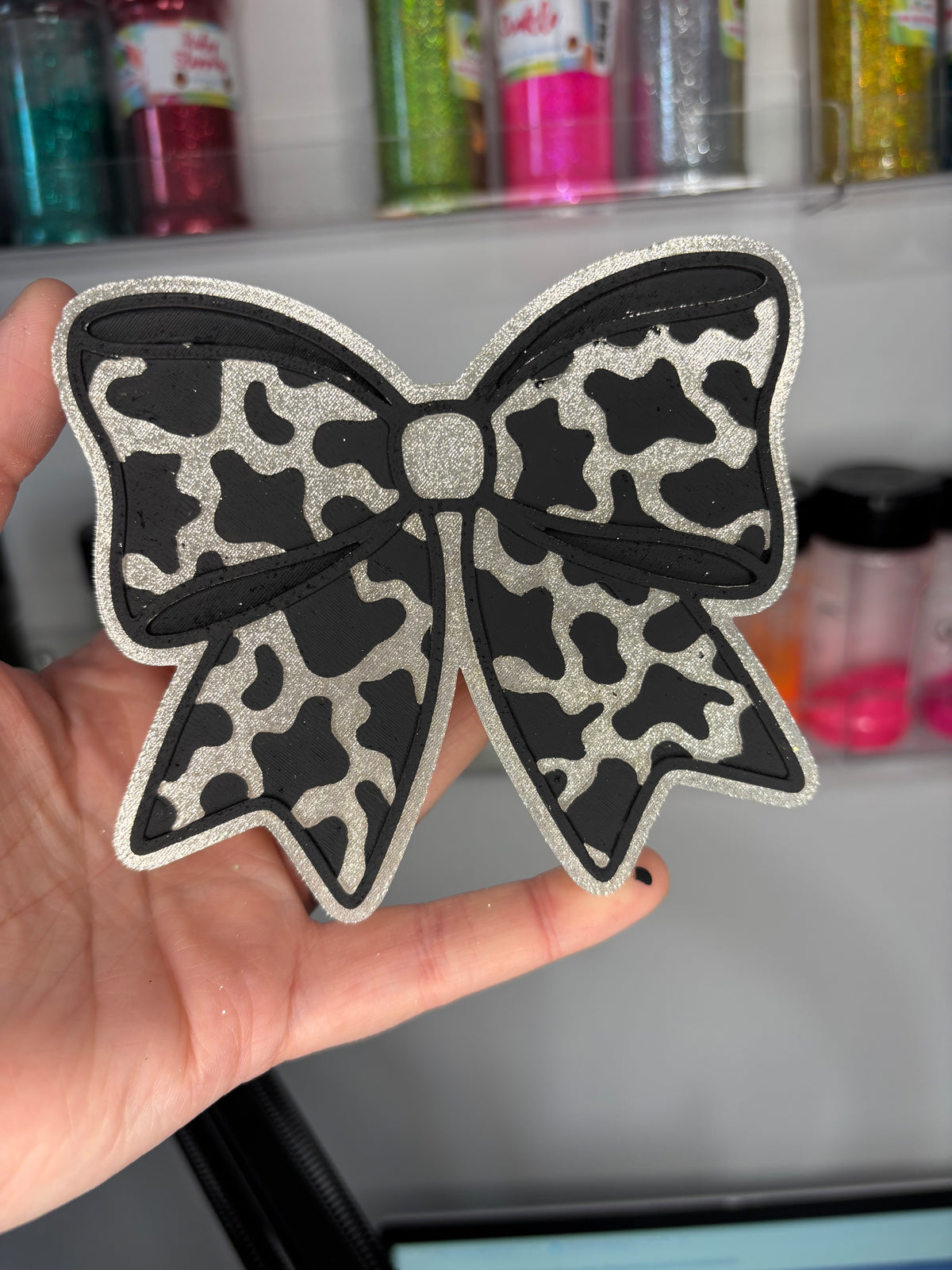 Cow print bow